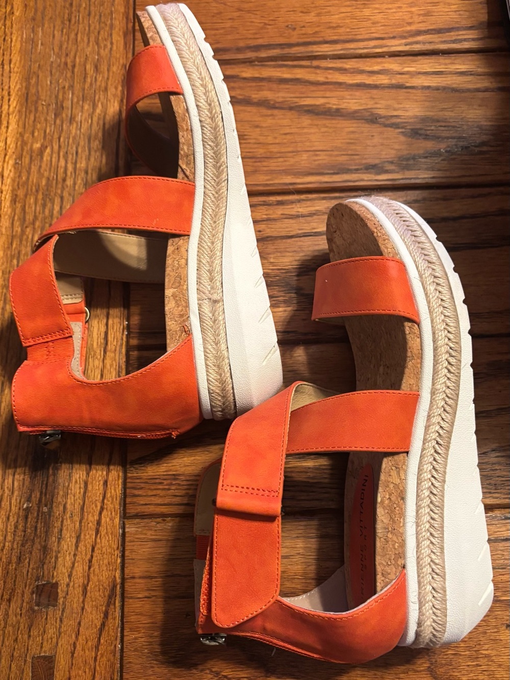 Adrienne Vittadini Sport Orange Platform Espadrille Sandals with White Sole